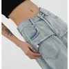 Women's Jeans 2024Women's Autumn And Winter Fashion Retro Solid Flash Color Patchwork High Waisted Loose Straight Leg Denim Wide Pants