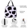 Dinnerware Purple Cow Pattern Lunch Bag Insulated With Compartments Reusable Tote Handle Portable For Kids Picnic School