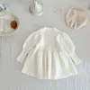 Flickaklänningar 0-4y Autumn Botique Vintage Style Puff Sleeve Kids Baby Clothes Draped Princess Dress for Girls