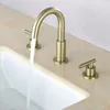 Rubinetti per lavandino del bagno Rubinetto in ottone di lusso in oro a 3 fori con 2 maniglie Rubinetto in ottone di alta qualità da 8 pollici per bucato diffuso spazzolato