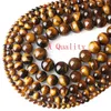 Armband Natural Gem Stone Yellow Tiger Eye Round Pärlor 6 8 10 12 14 16 18mm Fit Diy Charms Beads Smycken Makande tillbehör