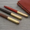 Luksusowa jakość marka Red Wood Fountain Pen Brass Copper Caligrafy Golden M Nib Ink Pen Business Office School Supplies 240111