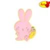 Hot Lapel Pins Pink Strawberry Rabbit Enamel Lapel Pins Couples White Black Brooches Cartoon Animal Badge Backpack Jewelry Gift for Kids