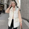 Damesvesten 2024 Herfst Winter Lange Donzen Katoenen Jas Vest Casual Effen Rits Losse Mouwloze Dikke Warme Jassen Jas Vest