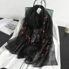 Schals 2024 Solide Seide Frauen Schal Winter Warme Wolle Schals Dame Wraps Bufanda Floral Pashmina Stickerei Foulard Großhandel