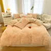 Housse de couette en peluche chaude d'hiver rose romantique princesse vison velours moelleux flanelle housse de couette ensemble de literie de luxe King Size 240111