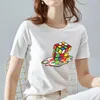 Mulheres Camisetas Rua Moda T-shirt Retro Ouro Diamante 3D Padrão Impressão Branco Top Redondo Pescoço Juventude Commuter All-Match