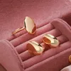 Naszyjnik Zestaw WBMQDA Prosty moda błyszczący kropla pierścień dla kobiet 585 Rose Gold Kolor Wysokiej jakości codzienna impreza Fine Fine