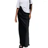 Jupes tendance Y2K printemps taille haute hanche paquet jupe mode satin noir longue pour les femmes décontracté lâche streetwear