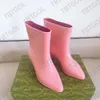 Designer Stiefeletten Damen Gummi Regenschuhe Schwarz Rosa Weiß Halbstiefel Klassisches wasserdichtes Obermaterial mit Box 510