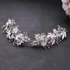 SLBRIDAL Fatto a mano Argento Colore Cristallo Strass Perla Fiore Foglia Matrimonio Tiara Fascia Accessori per capelli da sposa Gioielli da donna 240110