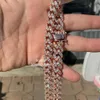 Real Si Diamond de Men 8mm Miami Chain Link Chain 10K Rose Gold Solid Gelace Chains pesadas
