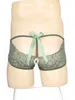 Men Hollow Out Lace Underwear Sissy Panties Low Rise Open Crotch See-Through Crossdresser Transvestite Thong Lingerie Nightwear 240110