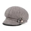 Bérets Mode Femmes Béret Chapeaux Hiver Chaud Casual Casquette Polaire Chapeau Octogonal Laine Bonnet Tricoté