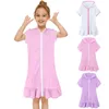 Kids Bathrobe For Little Girl Children Clothing Girl Bath Robe Clothes Zip Up Hooded Night Robe Kids Pajamas For Girl 3-11 Years 240111