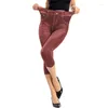 Leggings femininas cintura alta calças femininas para o verão imitação denim quadris fino emagrecimento sete calças cortadas roupas femininas 2024