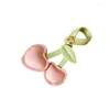 Nyckelringar söt 3D Peach Heart Cherry Car Key Chains Red Pink Love mångsidig väska hänge för kvinnor