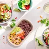 Konteyner Kutuları Çıkarın Kamu Kağıt Öğle Yemeği Konteyneri Salatası Paketleme Okulu Tepsileri Paketleme Kapakları Plaka Plastik