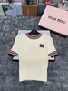 Women's Jackets Designer Mi24 early spring new women's team style square letter pit stripe color blocking design short sleeved slim fit knit top VRRP