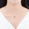 Ciondoli Ciondolo in argento sterling massiccio con diopside cromato naturale 925 Collana in argento con pietra preziosa verde smeraldo russo, gioielleria raffinata e semplice