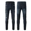 Jeugd High Street Amiryes skinny donkerblauw mode multi-pocket slanke stretch motorfiets biker jeans heren Amerikaanse maat