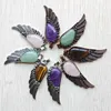 Pendant Necklaces Fashion Silver Plated And Antique Copper Alloy Angel Wing Natural Stone Pendants For Jewelry Accessories Making Wholesale