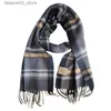 Écharpes de haute qualité % laine écharpe hommes hiver automne pure laine mode classique chaud épais britannique polyvalent silencieux mâle châle femmes Q240111