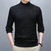 Outono inverno homens engrossar mock pescoço suéteres coreano moda casual manga longa roupas masculinas de fundo fino pullovers de malha 240111