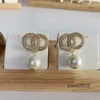 Designer Stud Earrings Golden Small Pearl Channel Pearl Diamond Drop Gold for Woman Fashion Brand Sier Wedding Earings with Never Fade