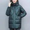 Casacos de trincheira femininos casaco de algodão com capuz casacos de inverno de comprimento médio elegante parkas da mãe acolchoado jaqueta vintage grosso para baixo outerwear