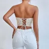 Débardeur Sexy en dentelle pour femmes, soutien-gorge en arête de poisson, vêtements d'intérieur, Vintage, imprimé, maille, débardeur sans manches, gilet, t-shirts, été 2024