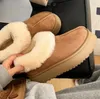 Mulheres tazz plataforma chinelos botas de neve lã boca manter bota quente macio e confortável pele carneiro pelúcia botas casuais belos presentes