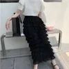 Rokken Elegante Chiffon Tiered Voor Vrouwen Vrouwelijke Casual Streetwear Dames Losse Hoge Taille Midi Rok 2024 Lente Zomer L804