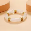Bracelets 6 pièces/lot acrylique Tube incurvé Bracelets pour femme bohème bambou perles Bracelets Bracelets bijoux de mode accessoires
