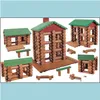 Giocattolo di decompressione Giocattoli Kit di costruzione di modelli Edizione Village 327 pezzi Tronchi di vero legno Età 3 Set regalo retrò per ragazzi/ragazze-Creativo D Dhvrr