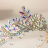 Hair Clips Baroque Gold AB Color Crystal Bridal Tiaras Crown Rhinestone Pageant Prom Diadem Veil Wedding Accessories Headpieces