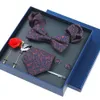 Ensemble de 8 pièces noeuds papillon classiques pour hommes foulard papillon boutons de manchette carrés broche pince à cravate affaires mariage noeud costume coffret cadeau ensemble 240111