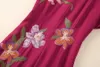 Europeiska och amerikanska kvinnokläder 2024 Spring New Round Neck Short Sleeve Floral Sequin Brodery Fashion Split Dress XXL