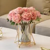 装飾的な花ライトラグジュアリーホーム人工花セットリビングルームコーヒーテーブルダイニング花瓶シルク装飾花の飾り