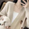 Women Strawberry Printed Sweet Cardigan Sweater Cashmere Thicken V-Neck Coat Knit Jacket Casual Sweater Coat Women Fall Winter 240111