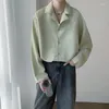 Chemises décontractées pour hommes 2024 Ice Couleur unie Chemise à manches longues Bouton Streetwear Coréen Lâche Loisirs M-2XL Vêtements de luxe