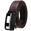 Ceinture en cuir pour hommes, haut formel en cuir de vache, à cliquet, haute qualité, boucle automatique en métal, 240110