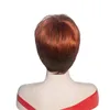 Perruques OUCEY Pixie Cut rose blonde perruque avec frange cheveux courts raides perruques synthétiques pour femmes résistant à la chaleur fibre perruques naturelles