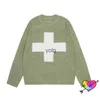 Suéteres para hombres 2023FW KAPITAL Cross Sweater Hombres Mujeres Dañado Diseño KAPITAL Jerseys Cu Hole Green Punto Crewne Long Sleeveyolq