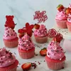 Party Supplies Valentine's Day Cupcake Toppers paljett Red Rose Bear Love Heart Cake Happy Valentine Wedding Decoration