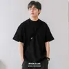 250 g dubbel garn xinjiang ren bomull bred tvättade japanska mäns korta ärm t-shirt med liten rund nacke, sommar trendig par outfit