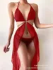Zestaw 2023 kantar bikini nadruk stroju kąpielowego w sznurku stroju kąpielowego Kobiet Kobiet Kąpiec Kąpiec Długie rękaw