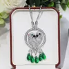 European and American jewelry double parrot necklace inlaid with zircon gold-plated fashionable and versatile water drop agate acacia bird collarbone chain