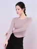 Stage Wear Solid Color Modern Dance Jazz Costume Festival Tops Women Gala Party Classical Round Neck Street Slim Fit Night Latin T-shirt