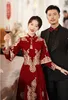 Элегантное китайское свадебное платье с вышивкой Cheongsam, винтажное платье для тостов с вышивкой невесты